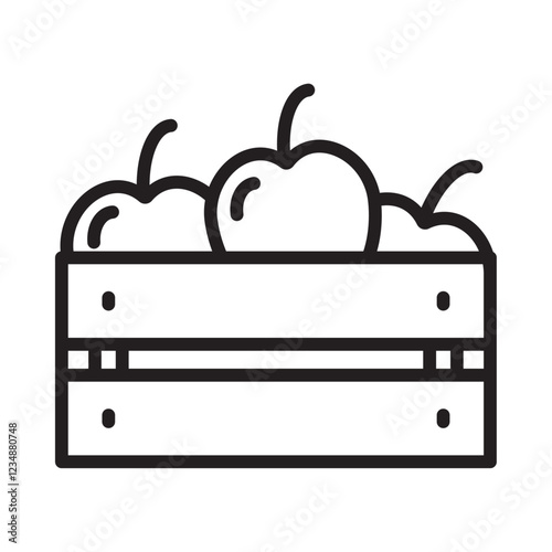 Harvest Wooden Box Icon Isolated flat vector in outline