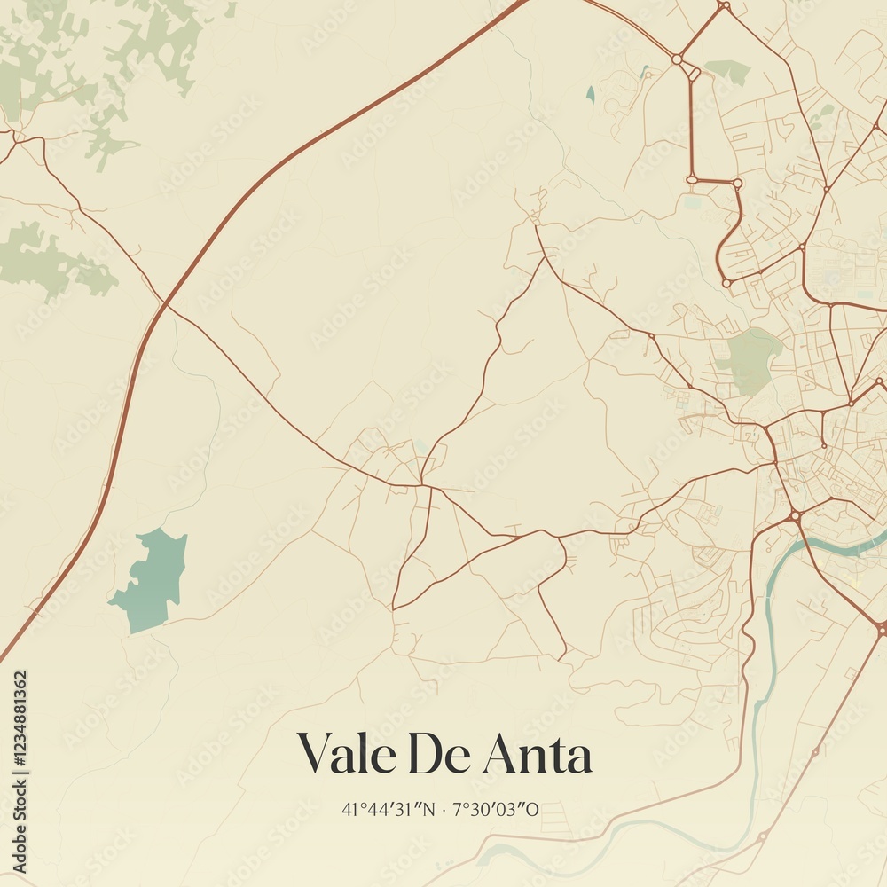 Obraz premium Vintage map of Vale De Anta, Portugal. 