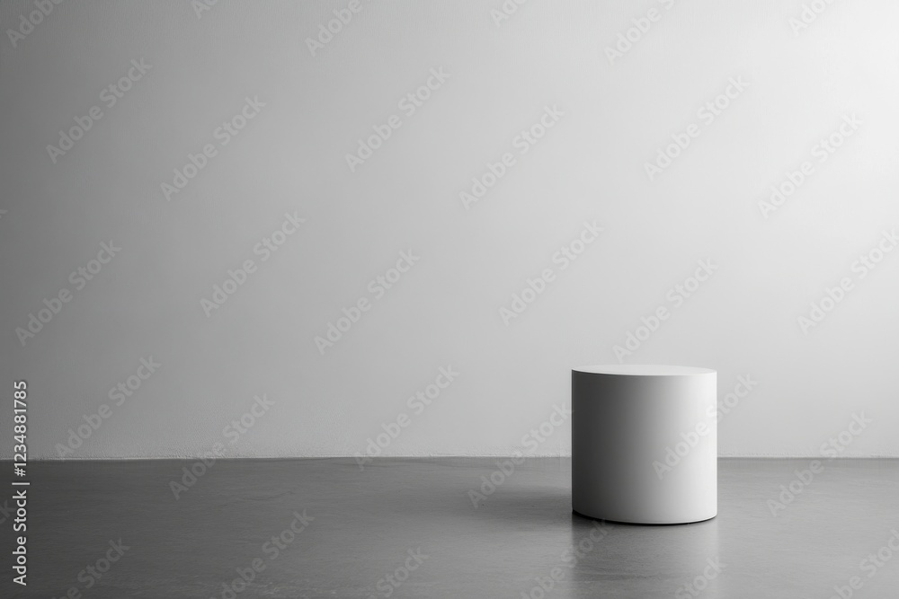 empty grey room with round object empty grey room with round object