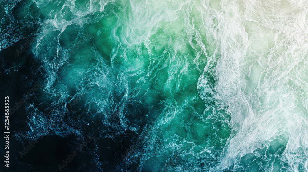 Obraz premium A soothing abstract gradient, shifting between ocean blue and lush green, forming a calming visual experience