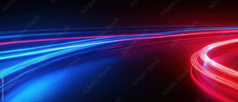Abstract light trails with vibrant blue and red hues, creating a dynamic and futuristic motion effect on a dark background Concept of speed, technology, and energy Abstract light trails with vibrant blue and red hues, creating a dynamic and futuristic motion effect on a dark background Concept of speed, technology, and energy