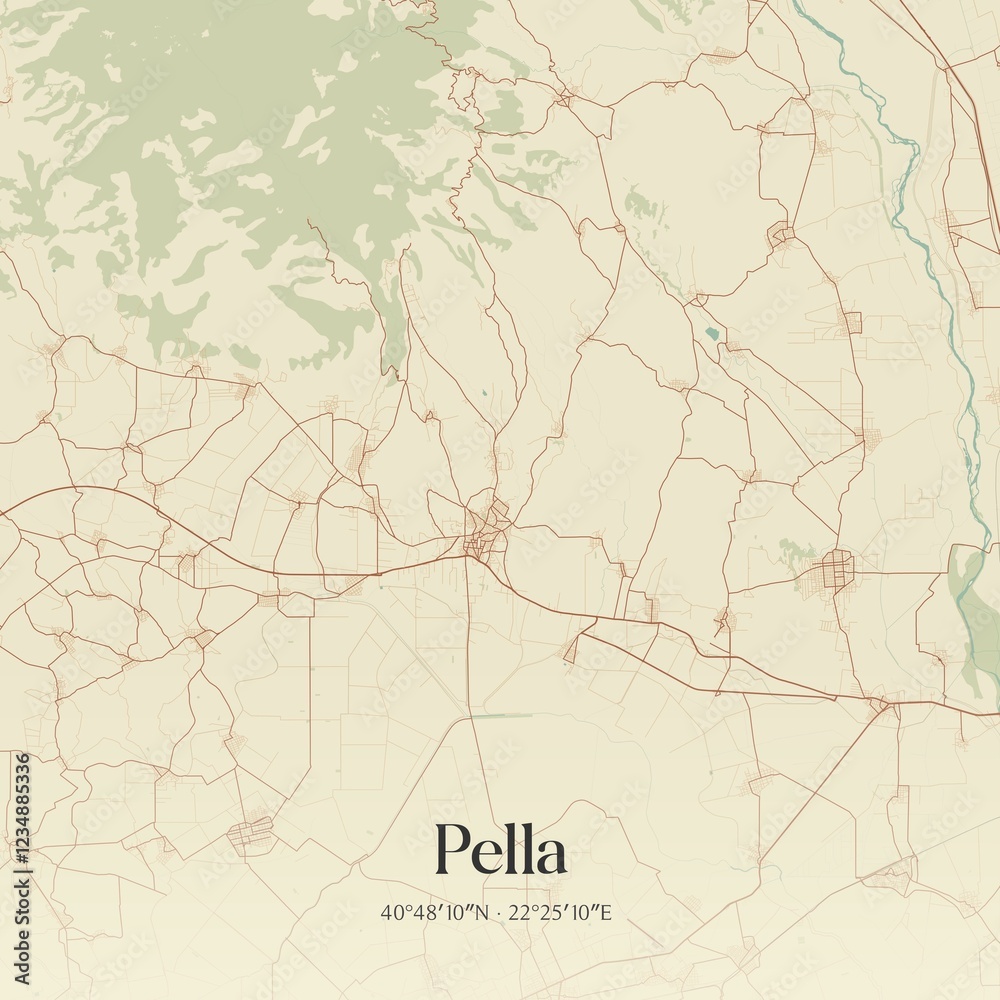 Obraz premium Vintage map of Pella, Greece.