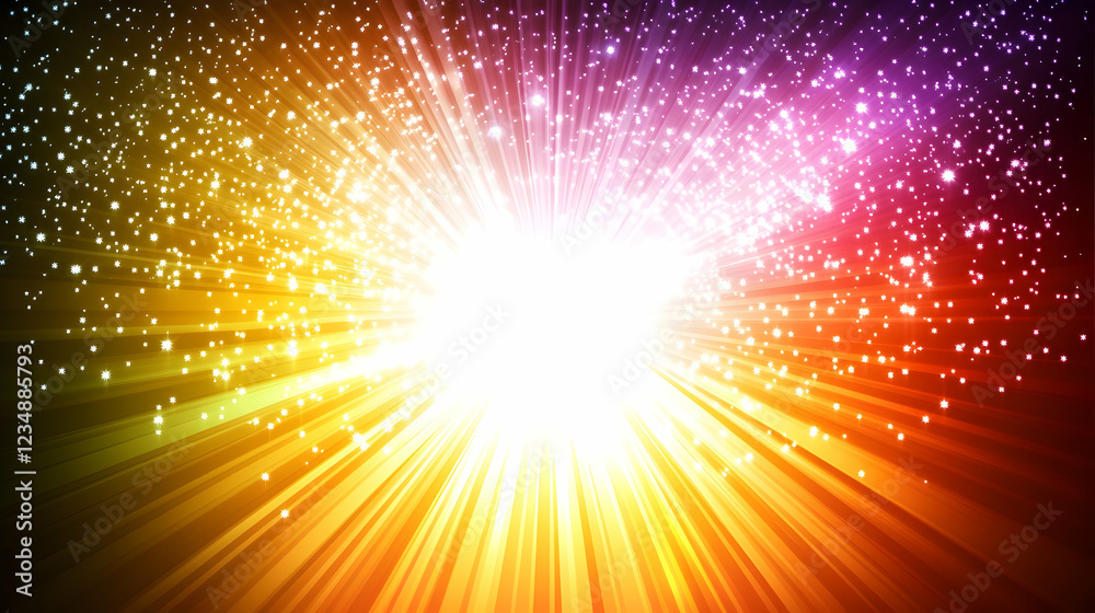 Colorful light burst, star sparkle background, cosmic event, design element Colorful light burst, star sparkle background, cosmic event, design element