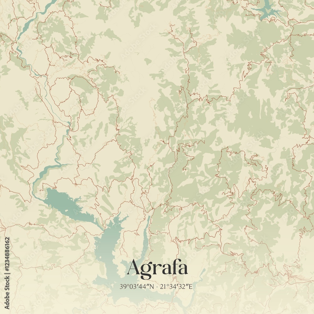 Fototapeta premium Vintage map of Agrafa, Greece.