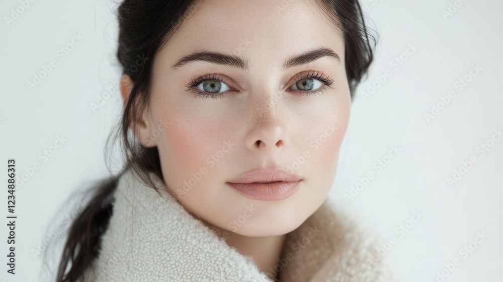 Portrait of beautiful woman with perfect healthy glowing skin face isolated on white background. Facial care concept. Beauty woman spa Portrait of beautiful woman with perfect healthy glowing skin face isolated on white background. Facial care concept. Beauty woman spa
