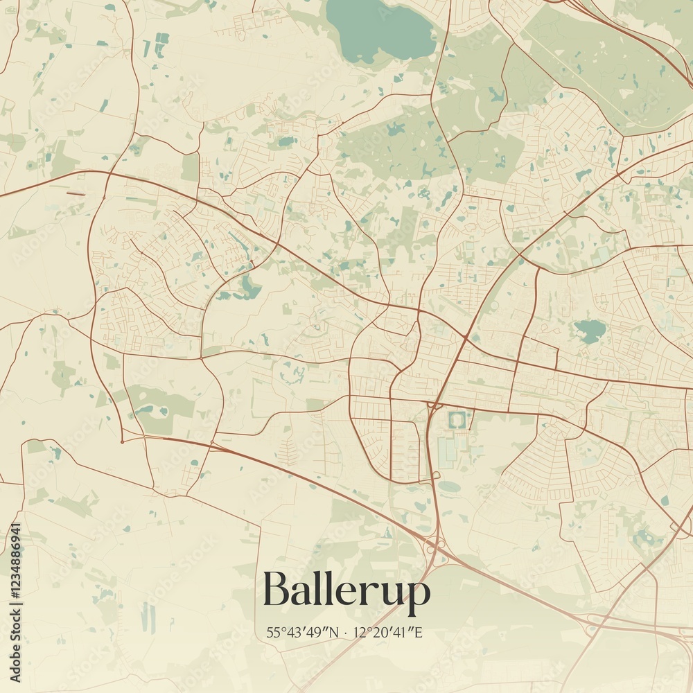 Obraz premium Vintage map of Ballerup, Denmark.
