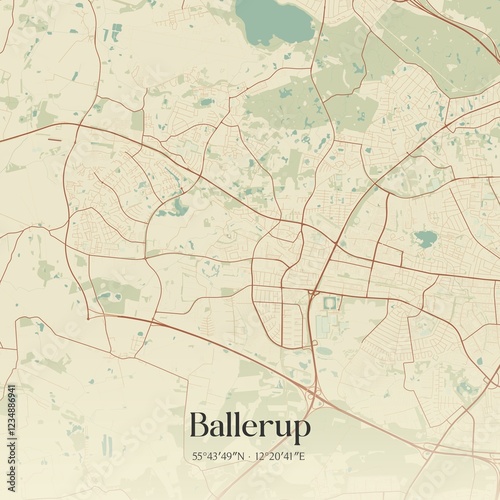 Vintage map of Ballerup, Denmark. photo
