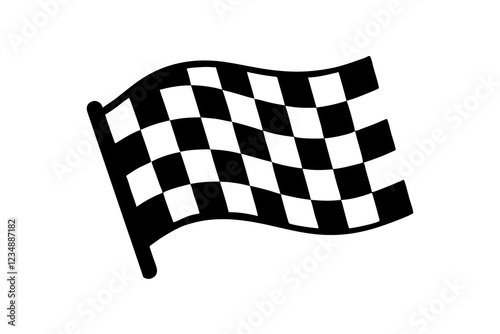 Checkered Flag for Car Racing - Flat Vector Illustration