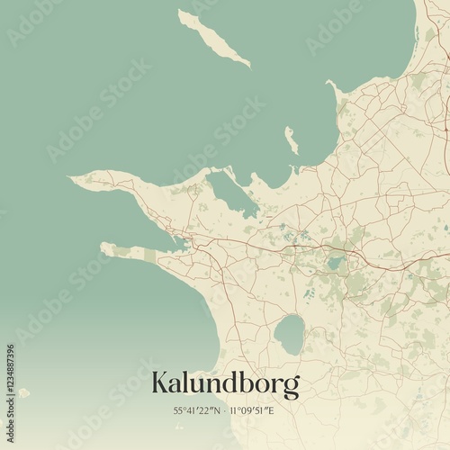 Vintage map of Kalundborg, Denmark. photo