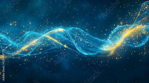 Abstract blue energy wave, cosmic dust, space background, for tech design