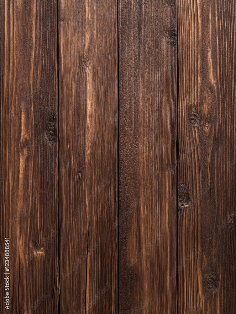 Naklejka premium Dark brown wood plank background. Rich texture and grain.