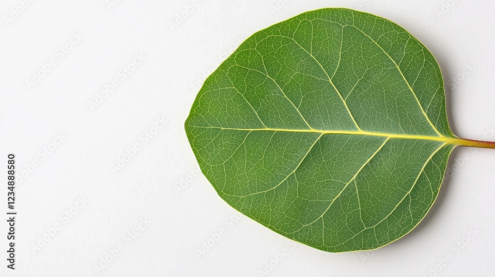 Fototapeta premium Vibrant Green Eucalyptus Leaf On White Background