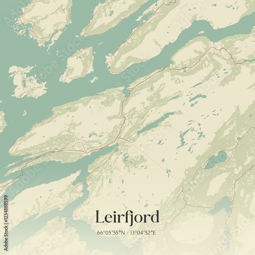 Vintage map of Leirfjord, Norway. photo