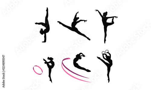 Each silhouette showcases a unique and dynamic gymnastics