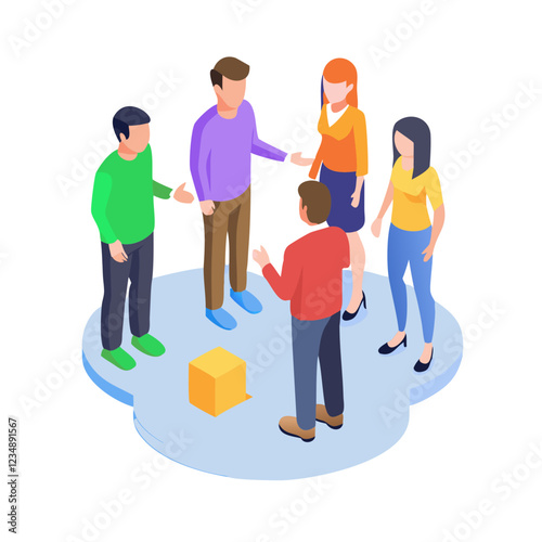 Socializing 3D Cartoon Style Illustration 