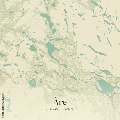 Vintage map of �re, Sweden. 
