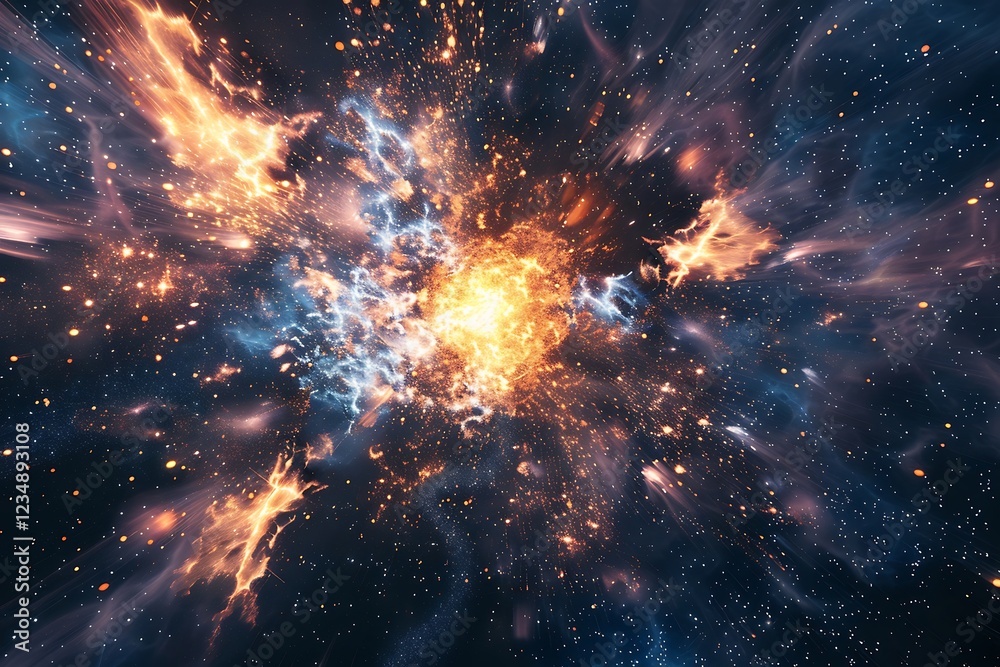Fototapeta premium Abstract space background with nebula, stars and galaxies. Fantasy fractal design.