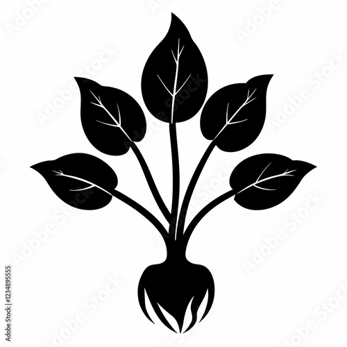 Elegant Taro Shoot Silhouettes Vector Design