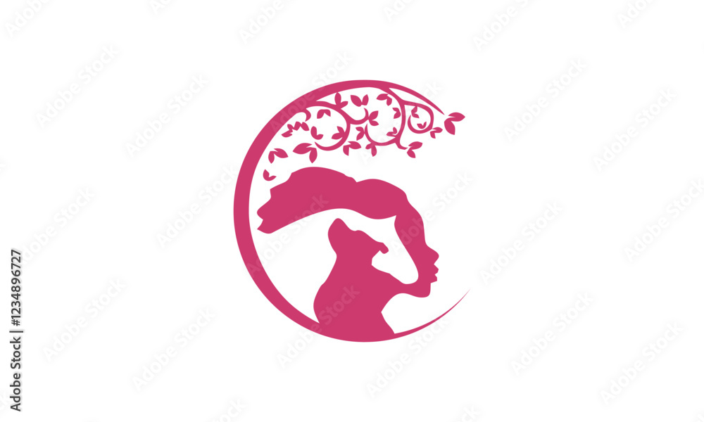 a graphic image with a theme of women and pets, on a white background. vector graphic base. a graphic image with a theme of women and pets, on a white background. vector graphic base.