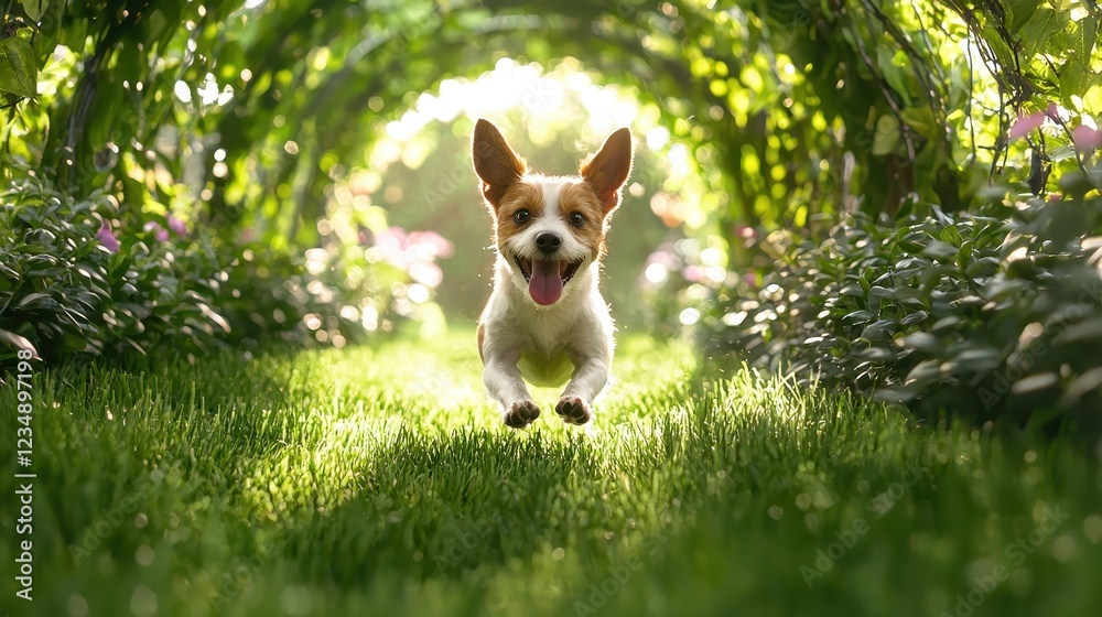 Fototapeta premium Playful Jack Russell Running Through Tunnel