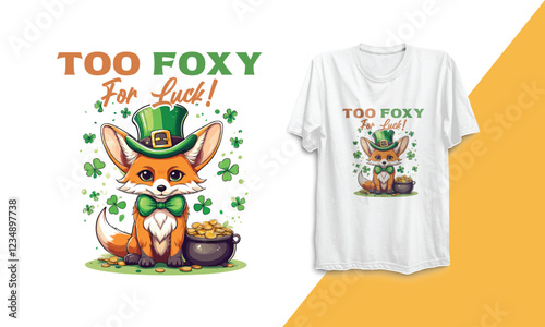 Too Foxy for Luck St. Patrick's Day T-Shirt Design - Fun Irish Fox Graphic for Festive Celebrations