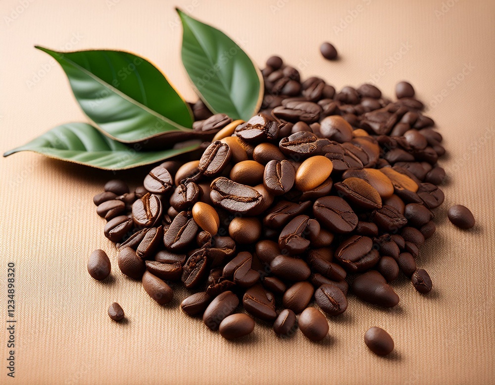 una mezcla de granos de cafe tostados con hojas de té e infusión una mezcla de granos de cafe tostados con hojas de té e infusión