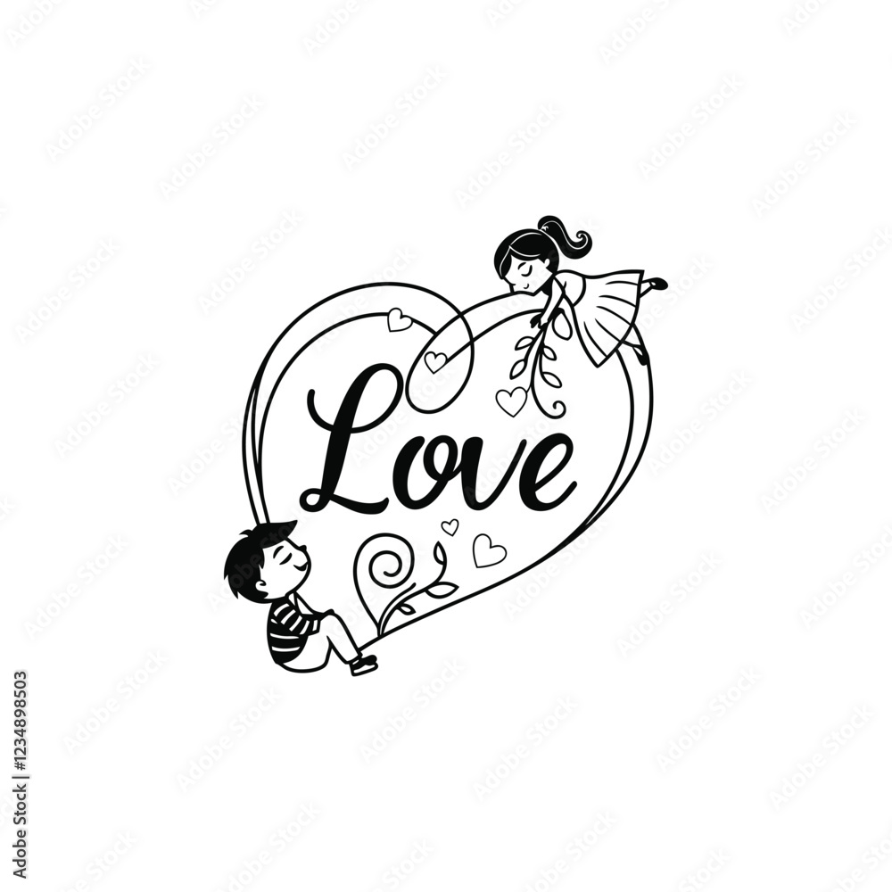 Obraz premium Hearts and design elements for Valentine's Day.