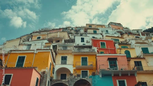 Positano architecture with colorful houses, Amalfi coast Italy