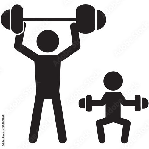 Strength training icons representing different weight training movements 