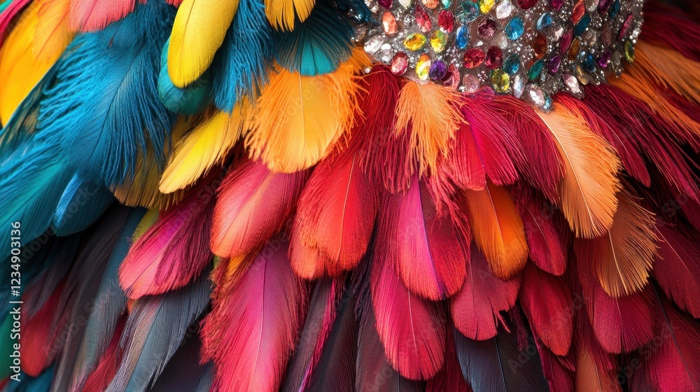 Obraz premium Vibrant Feather Arrangement with Sparkling Details