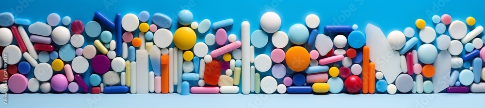 Frame made of pills on color background, flat lay with space for text Frame made of pills on color background, flat lay with space for text