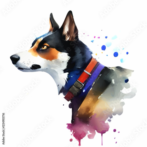 portrait of a dog watercolor vector illustration photo