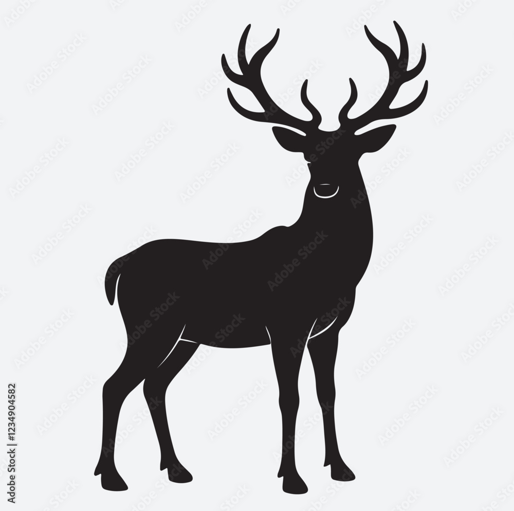 Fototapeta premium regal stag silhouette vector art illustration, deer silhouette vector,
