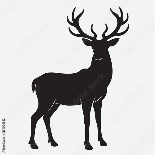 regal stag silhouette vector art illustration, deer silhouette vector,
