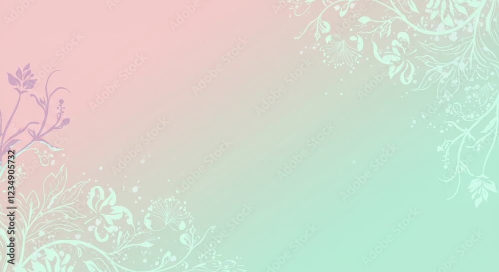 Pastel floral gradient background with delicate botanical elements and soft colors Pastel floral gradient background with delicate botanical elements and soft colors
