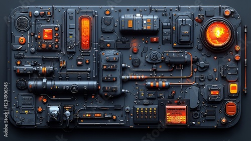 Futuristic Control Panel: A Cyberpunk Masterpiece