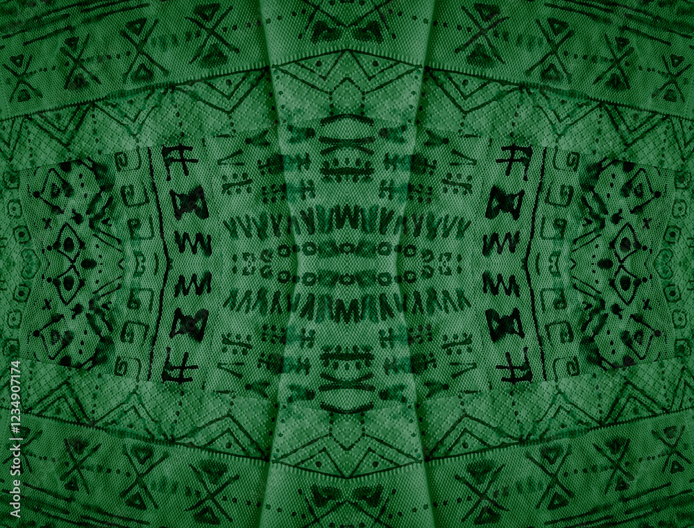 Fototapeta premium Seafoam Aztec Watercolor. Ethnic Abstract. Lime