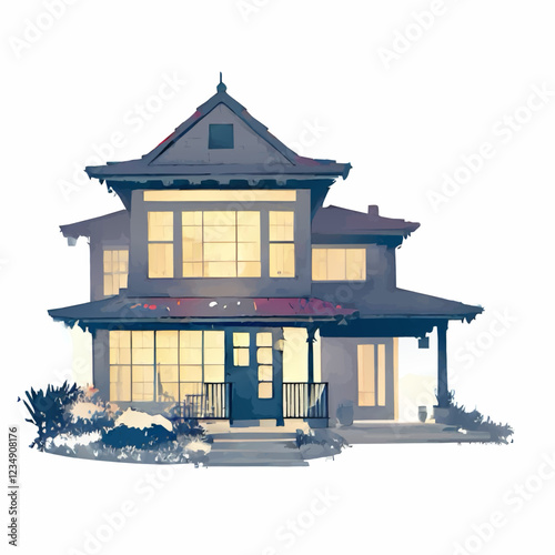 japanese traditional, home vector illustration