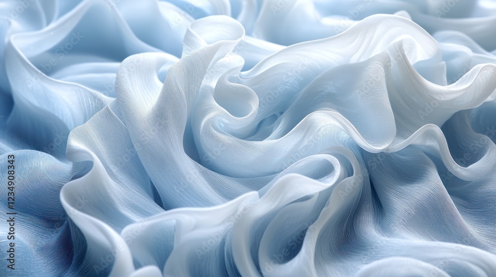 Obraz premium Soft Blue Fabric Draped in Elegant Waves