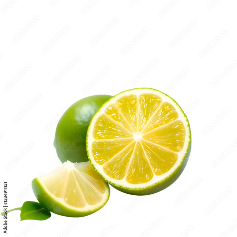 3 Juicy slice of lime in a transparent background 3 Juicy slice of lime in a transparent background