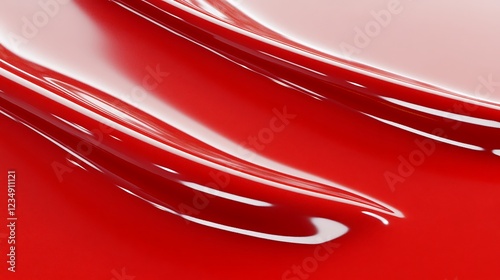 Abstract Red Glossy Liquid Swirls Design