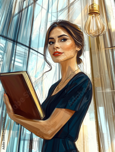 portrait of a businesswoman in a business style in an office in a photo style