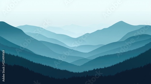 A vast mountain landscape with layers of ridges fading into the distance.