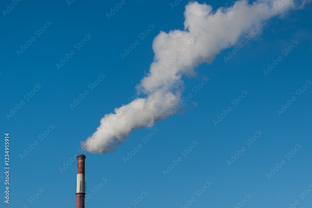 Greenhouse gas emissions into the atmosphere. Smoking power plant chimney, carbon dioxide released into the atmosphere.
Greenhouse gas emissions into the atmosphere. Smoking power plant chimney, carbon dioxide released into the atmosphere.