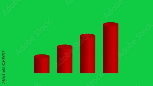 graph growth up animation on green screen