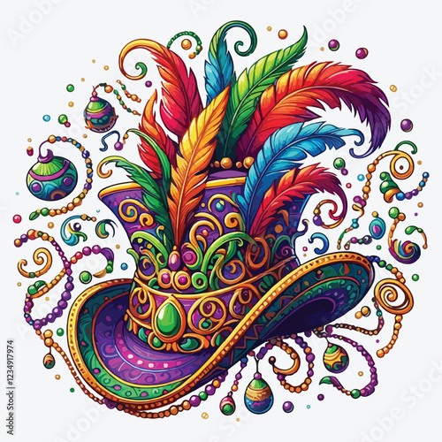 Isolated decorated hat for mardi gras stock illustration
