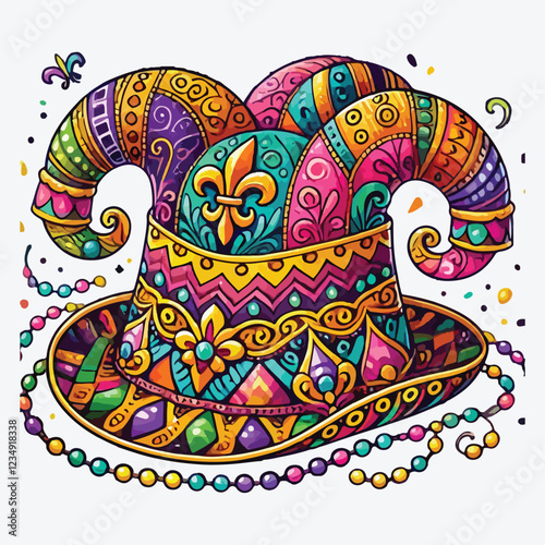 Isolated decorated hat for mardi gras stock illustration