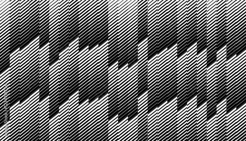 Black and white abstract geometric pattern with diagonal stripes transition for sporty background and jersey design. Vector Format Illustration 