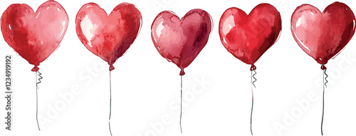 heart shaped balloons watercolor set