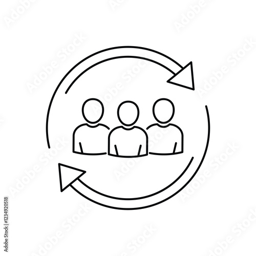 Team work partnership in collaboration strategy. Refresh team interaction. people with arrow reload for reorganization group. Update team icon. Vector